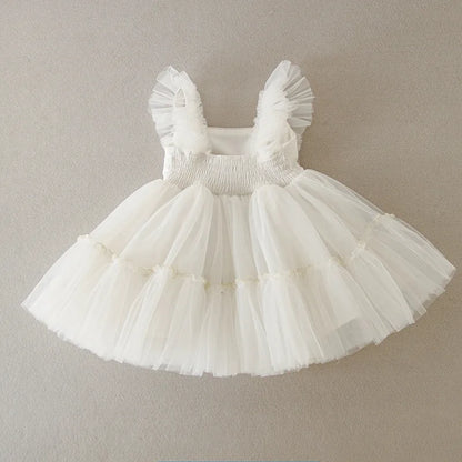 Baby Baptism Gown for Girls with Long Sleeves, Lace Details and Cotton Lining, Dress and Cap Set for Christening and First Birthday Photos