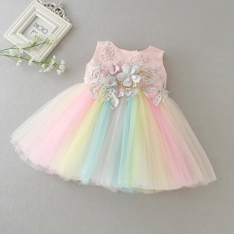 Baby Baptism Gown for Girls with Long Sleeves, Lace Details and Cotton Lining, Dress and Cap Set for Christening and First Birthday Photos