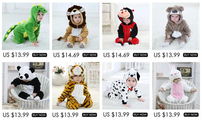 Baby Dalmatian Costume with Puppy Hood, Flannel Animal Jumpsuit for Infants and Toddlers, Halloween Dress-Up and Photo Outfits