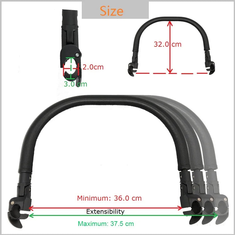 YOYO Compatible Bumper Bar and Footboard Combo by MomTan, 21 x 32 cm Footrest with Seamed PU Leather, Zippered PU Leather or EVA Armrest Options