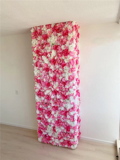 Artificial Flower Wall Panels with Fabric Roses, 40 x 60 cm Reusable Floral Backdrop for Baby Showers, Weddings, Birthdays & Home Decor