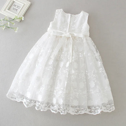 Baby Baptism Gown for Girls with Long Sleeves, Lace Details and Cotton Lining, Dress and Cap Set for Christening and First Birthday Photos
