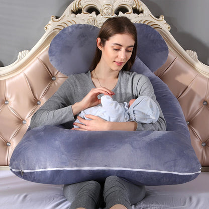 U-Shaped Pregnancy Body Pillow with Detachable Polyester Cover, PANGDUBE Maternity Cushion for Adult Rest, Approx. 115 x 55 cm