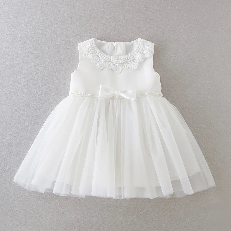 Baby Baptism Gown for Girls with Long Sleeves, Lace Details and Cotton Lining, Dress and Cap Set for Christening and First Birthday Photos