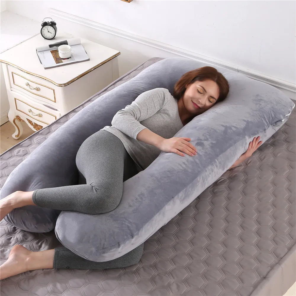 U-Shaped Pregnancy Body Pillow with Detachable Polyester Cover, PANGDUBE Maternity Cushion for Adult Rest, Approx. 115 x 55 cm