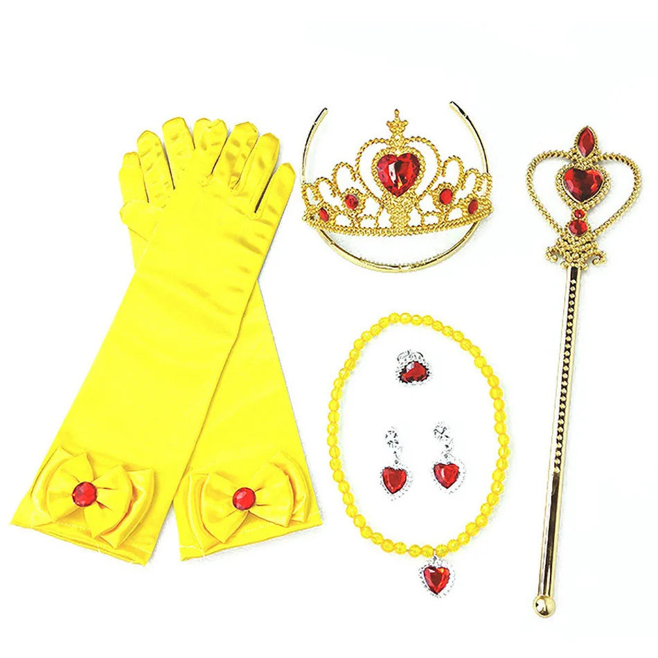Yellow Princess Dress for Girls, Belle-Inspired Costume Gown in Dress A, B or C Styles and Sizes 3T–10T for Birthday Parties and Halloween