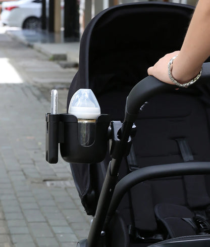 Stroller Bottle and Cup Holder with Clamp Mount and Optional Phone Slot, Single-Cup or Combination Storage Accessory for Walks and Family Outings