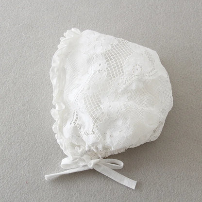 Baby Baptism Gown for Girls with Long Sleeves, Lace Details and Cotton Lining, Dress and Cap Set for Christening and First Birthday Photos