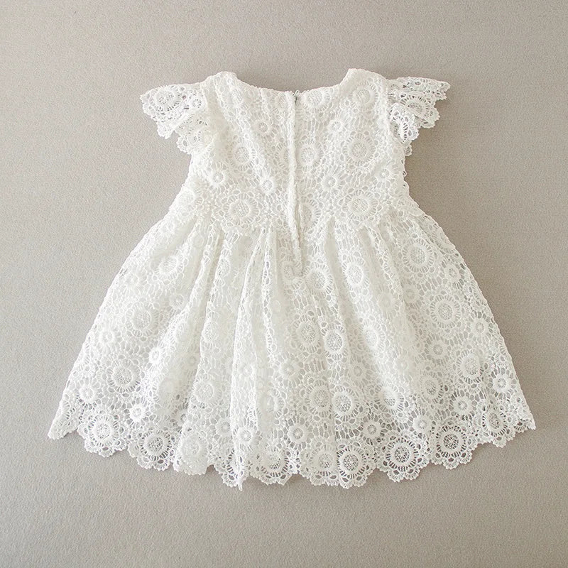 Baby Baptism Gown for Girls with Long Sleeves, Lace Details and Cotton Lining, Dress and Cap Set for Christening and First Birthday Photos