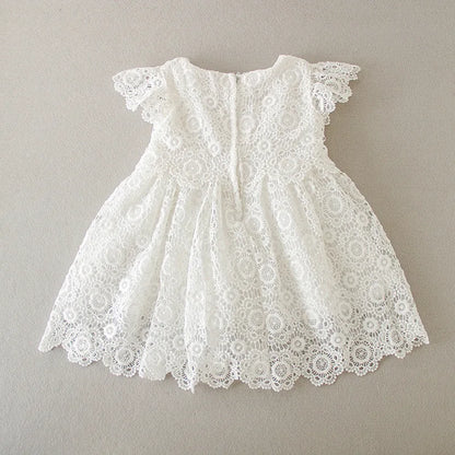 Baby Baptism Gown for Girls with Long Sleeves, Lace Details and Cotton Lining, Dress and Cap Set for Christening and First Birthday Photos