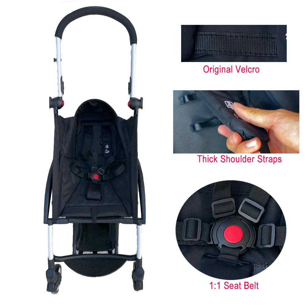Stroller Seat Fabric Replacement for Babyzen YOYO, YOYO2 and YOYO+, Black COLU KID Cushion with 300D Textile, Cotton and Plastic Materials