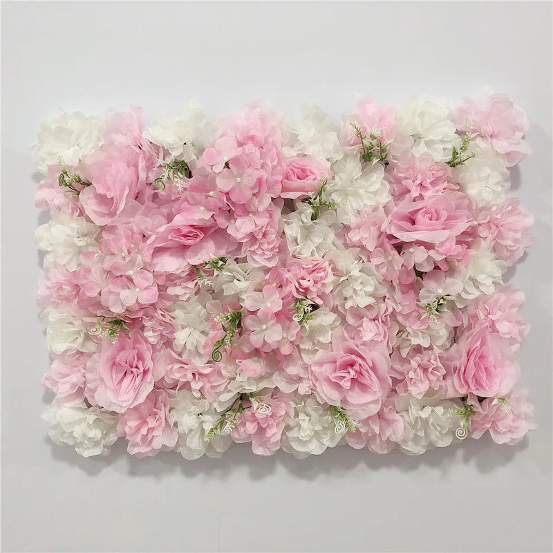 Artificial Flower Wall Panels with Fabric Roses, 40 x 60 cm Reusable Floral Backdrop for Baby Showers, Weddings, Birthdays & Home Decor