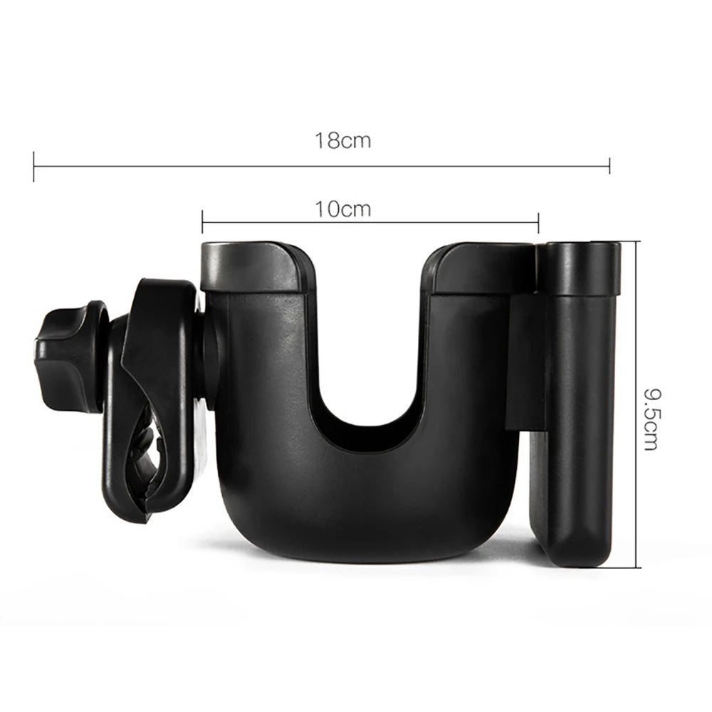 Stroller Bottle and Cup Holder with Clamp Mount and Optional Phone Slot, Single-Cup or Combination Storage Accessory for Walks and Family Outings