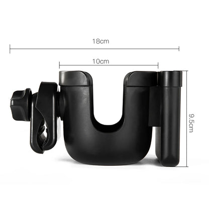 Stroller Bottle and Cup Holder with Clamp Mount and Optional Phone Slot, Single-Cup or Combination Storage Accessory for Walks and Family Outings