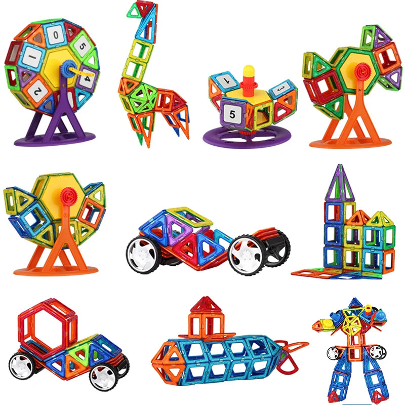 Magnetic Building Blocks for Kids, Large Colorful Geometric Construction Set with 84, 119 or 168 Pieces for Creative STEM Play