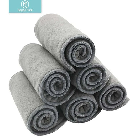 Bamboo Charcoal Diaper Inserts by Happy Flute, Washable 4-Layer Cloth Diaper Pads with Microfiber Core, 35 x 13.5 cm in Multiple Pack Sizes