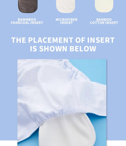 Pocket Cloth Diapers 4-Pack by Happyflute, Reusable Baby Nappies with Printed PUL Outer, Suede Cloth Lining and Snap Closures for 3–15 kg
