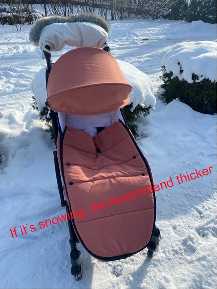 Fleece-Lined Stroller Footmuff for YOYO and Bugaboo, 90 x 45 cm Windproof Waterproof Cover with Storage Bag and Thickened Option