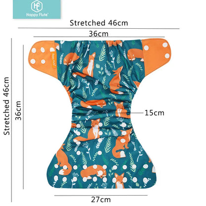 Reusable Cloth Diapers, Happyflute 4-Pack One-Size Pocket Baby Nappies with Adjustable Snap Closures, Washable Covers, Inserts Sold Separately