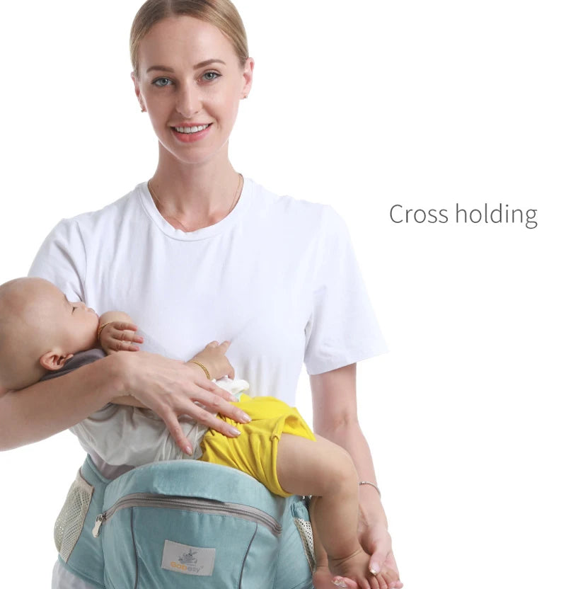 Baby Hip Seat Sling with Padded Shoulder Strap, Contrast Trim and Zipper Storage Pockets, Waist Seat Carrying Accessory in Multiple Colors
