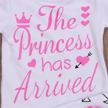 Baby Girl Princess Outfit Set, 4-Piece Cotton Long Sleeve Bodysuit with Heart and Arrow Pants, Matching Hat and Bow Headband