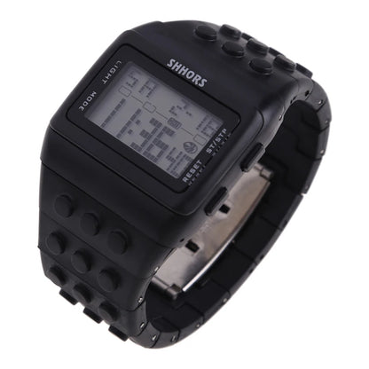 Colorful Link Digital Watch, Kids Block-Inspired Wristwatch with LED Backlight, Adjustable Plastic Band, Alarm, Calendar and Stopwatch for Daily Wear