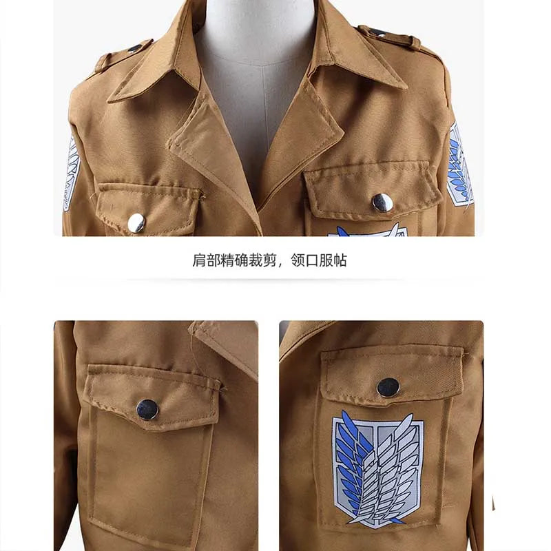 Scout Regiment Inspired Cosplay Costume Set with Jacket, Green Cloak, Skirt and Straps, Character Wig Options for Anime Events and Halloween