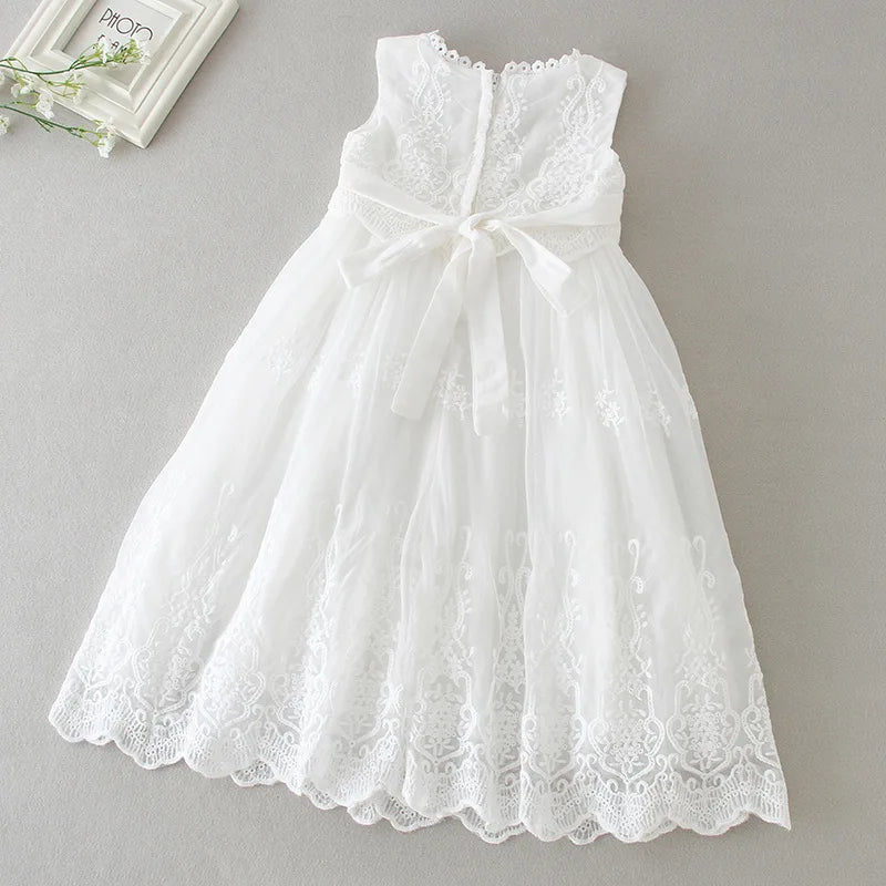 Baby Baptism Gown for Girls with Long Sleeves, Lace Details and Cotton Lining, Dress and Cap Set for Christening and First Birthday Photos