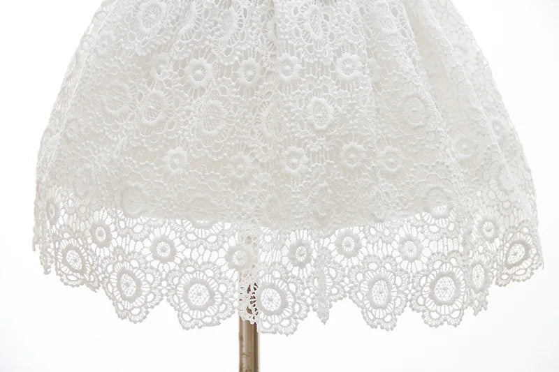 Baby Baptism Gown for Girls with Long Sleeves, Lace Details and Cotton Lining, Dress and Cap Set for Christening and First Birthday Photos