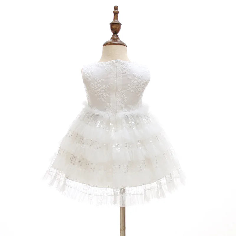 Baby Baptism Gown for Girls with Long Sleeves, Lace Details and Cotton Lining, Dress and Cap Set for Christening and First Birthday Photos