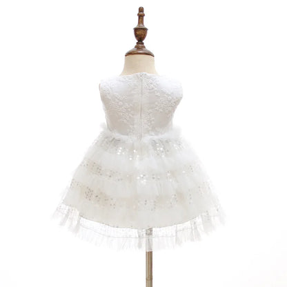 Baby Baptism Gown for Girls with Long Sleeves, Lace Details and Cotton Lining, Dress and Cap Set for Christening and First Birthday Photos