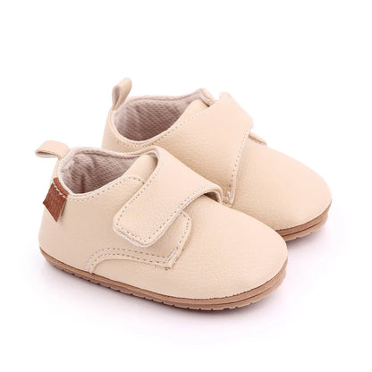 Baby Strap Shoes with Rounded Toes and Heel Pull Tabs, Solid Color Moccasin-Style Footwear for Infant Boys and Girls Everyday Outfits
