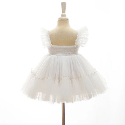 Baby Baptism Gown for Girls with Long Sleeves, Lace Details and Cotton Lining, Dress and Cap Set for Christening and First Birthday Photos