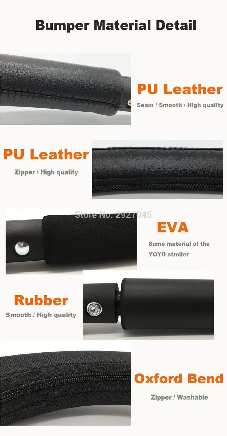 Stroller Armrest and Footrest Set by MomTan, 21 x 32 cm Footboard with PU Leather or EVA Bumper Bar for Compatible YOYO, YOYO2 and YOYO3 Frames