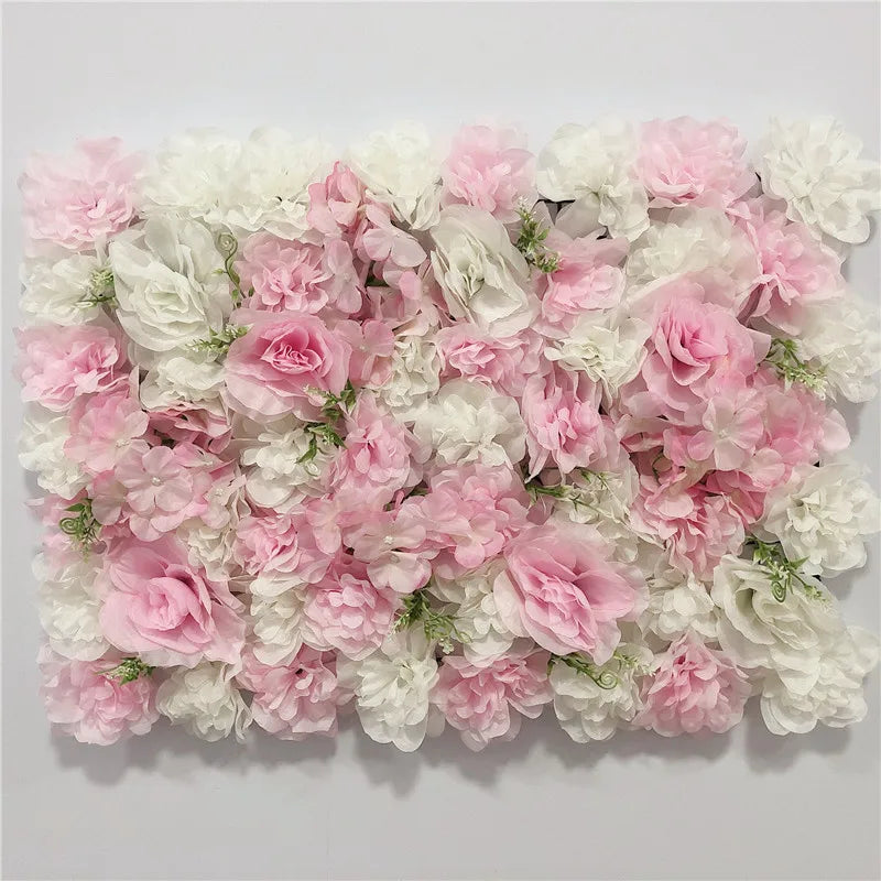 Artificial Flower Wall Panels with Fabric Roses, 40 x 60 cm Reusable Floral Backdrop for Baby Showers, Weddings, Birthdays & Home Decor