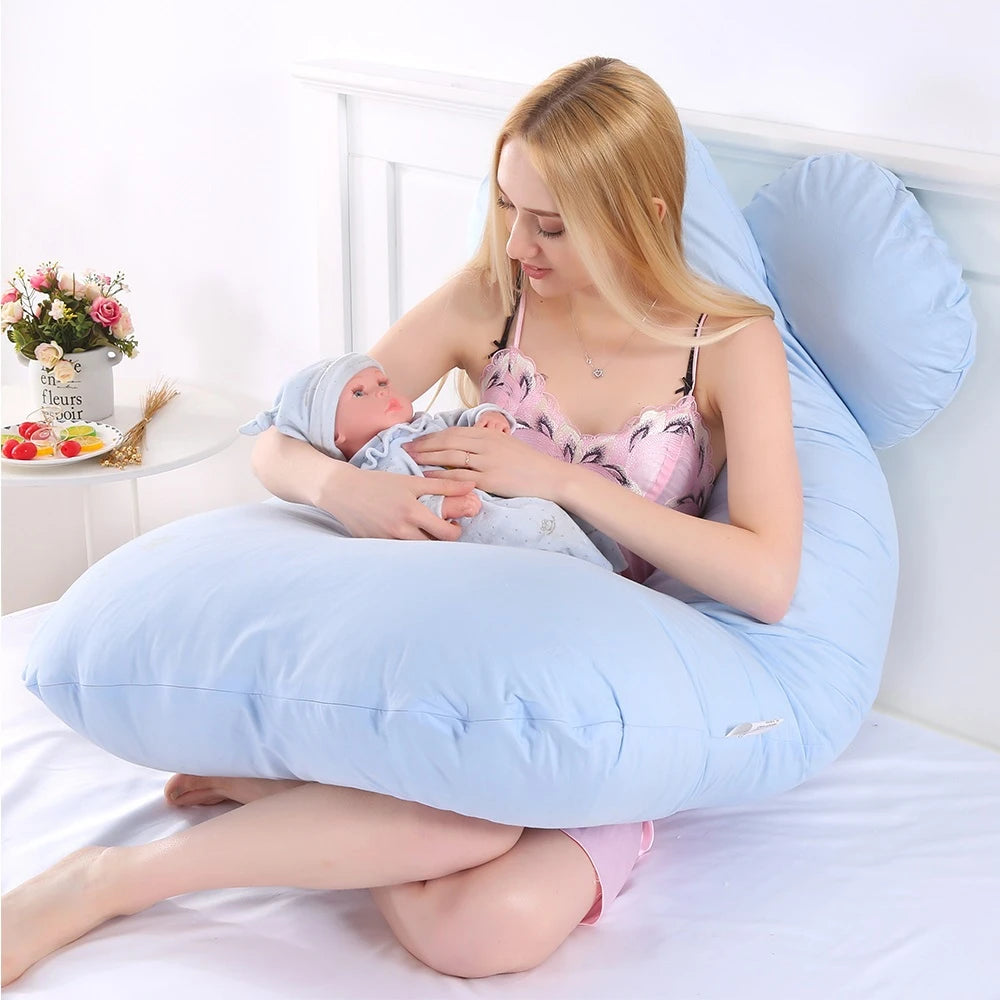 U-Shaped Pregnancy Body Pillow with Detachable Polyester Cover, PANGDUBE Maternity Cushion for Adult Rest, Approx. 115 x 55 cm