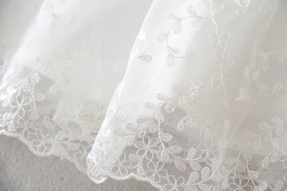 Baby Baptism Gown for Girls with Long Sleeves, Lace Details and Cotton Lining, Dress and Cap Set for Christening and First Birthday Photos
