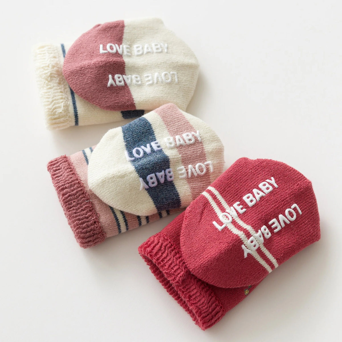 Baby Terry Cotton Socks 3-Pair Set, Thick Non-Slip Socks for Newborns, Infants and Toddlers Ages 0-5 Years for Cozy Fall and Winter Wear