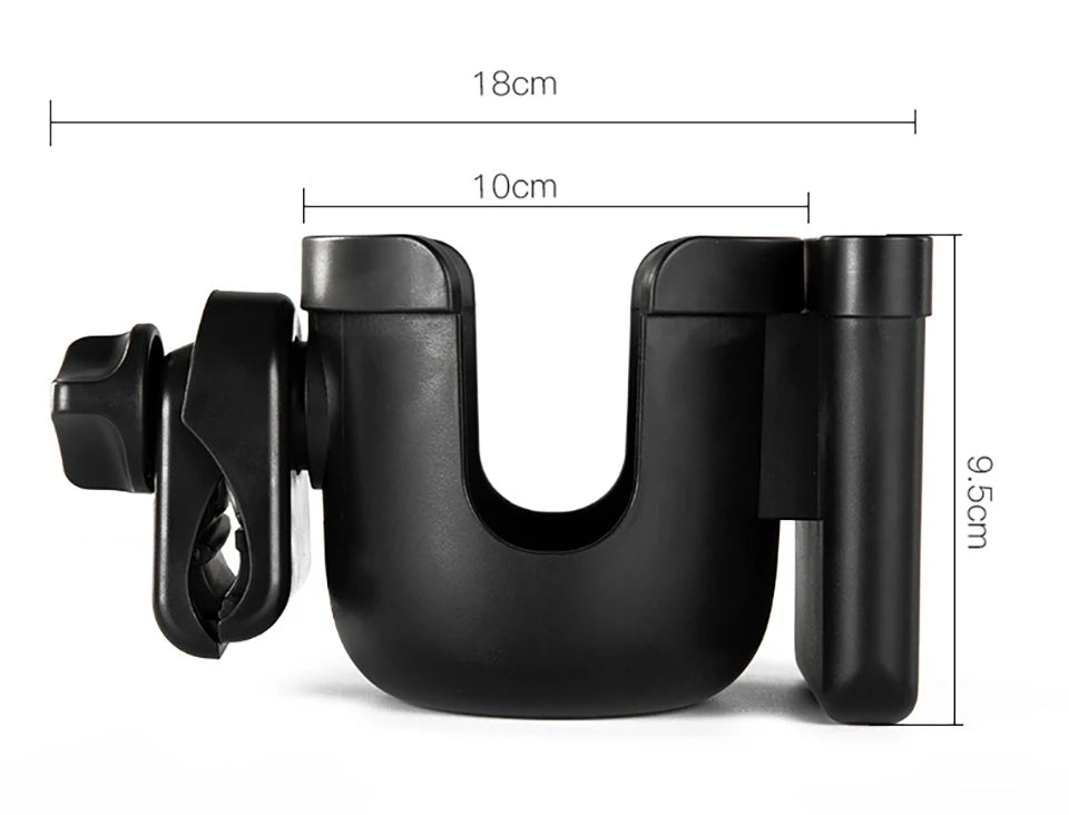 Stroller Bottle and Cup Holder with Clamp Mount and Optional Phone Slot, Single-Cup or Combination Storage Accessory for Walks and Family Outings
