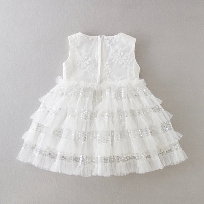 Baby Baptism Gown for Girls with Long Sleeves, Lace Details and Cotton Lining, Dress and Cap Set for Christening and First Birthday Photos