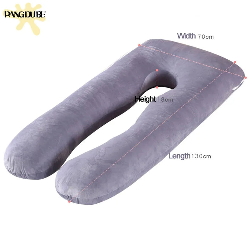 Pregnancy Pillow for Side Sleeping, U-Shaped Maternity Body Cushion with Detachable Polyester Cover and Head, Waist & Leg Support