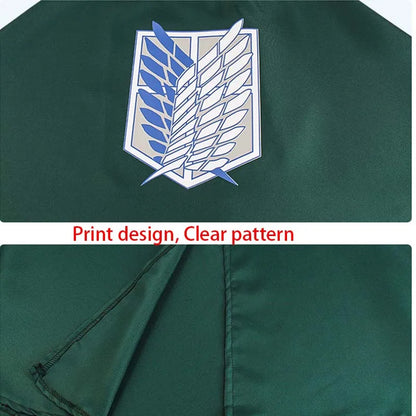 Attack on Titan Cosplay Costume Set with Jacket, Green Cloak, Skirt and Straps, Levi, Mikasa, Eren and Hange Options for Halloween