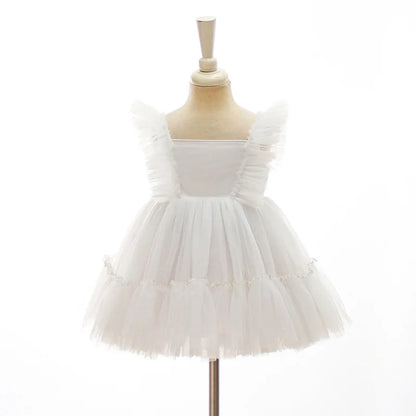 Baby Baptism Gown for Girls with Long Sleeves, Lace Details and Cotton Lining, Dress and Cap Set for Christening and First Birthday Photos