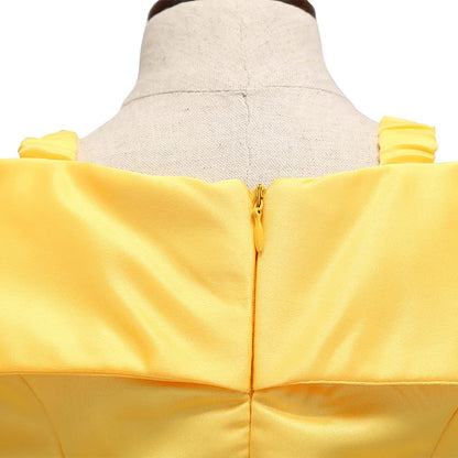 Yellow Princess Dress for Girls, Belle-Inspired Costume Gown in Dress A, B or C Styles and Sizes 3T–10T for Birthday Parties and Halloween