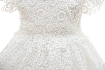 Baby Baptism Gown for Girls with Long Sleeves, Lace Details and Cotton Lining, Dress and Cap Set for Christening and First Birthday Photos