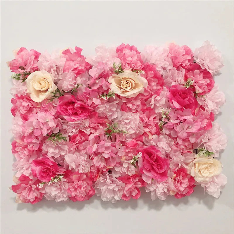 Artificial Flower Wall Panels with Fabric Roses, 40 x 60 cm Reusable Floral Backdrop for Baby Showers, Weddings, Birthdays & Home Decor
