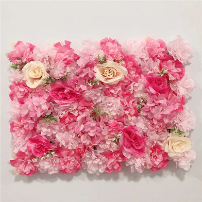 Artificial Flower Wall Panels with Fabric Roses, 40 x 60 cm Reusable Floral Backdrop for Baby Showers, Weddings, Birthdays & Home Decor