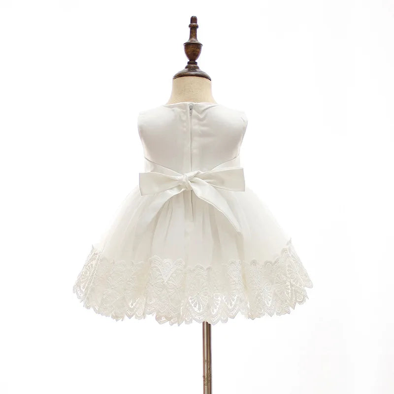 Baby Baptism Gown for Girls with Long Sleeves, Lace Details and Cotton Lining, Dress and Cap Set for Christening and First Birthday Photos