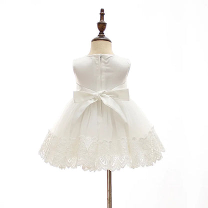 Baby Baptism Gown for Girls with Long Sleeves, Lace Details and Cotton Lining, Dress and Cap Set for Christening and First Birthday Photos