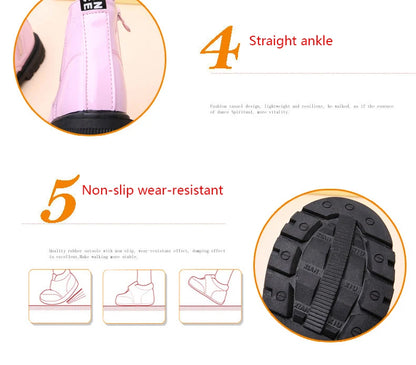 Lace-Up Kids Ankle Boots in PU Leather, Side-Zip Casual Shoes for Boys and Girls with Plush-Lined Options, Five Colors and Sizes 21-36